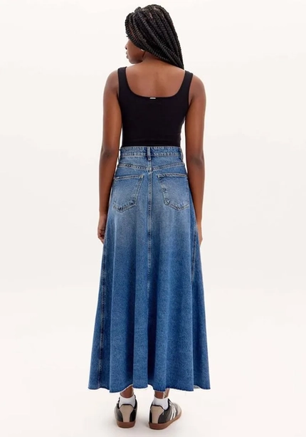 Saia Longa Jeans Evasê – Myft