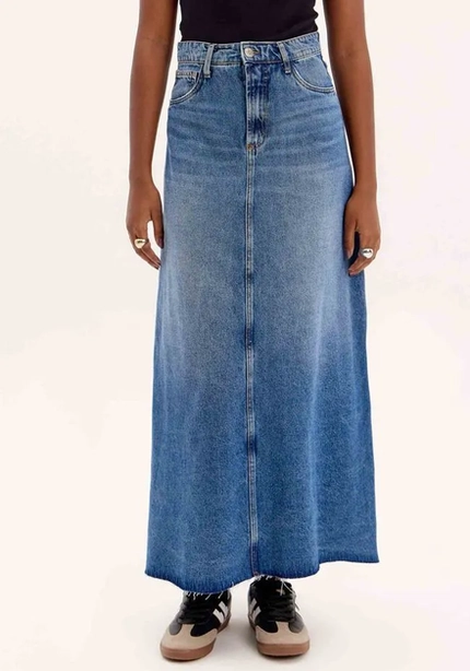 Saia Longa Jeans Evasê – Myft