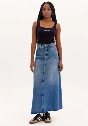 Saia Longa Jeans Evasê – Myft