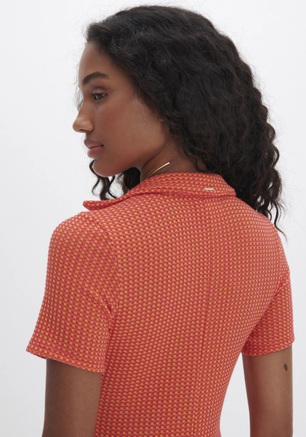 Vestido Curto Gola Polo Laranja M LARANJA M LARANJA M