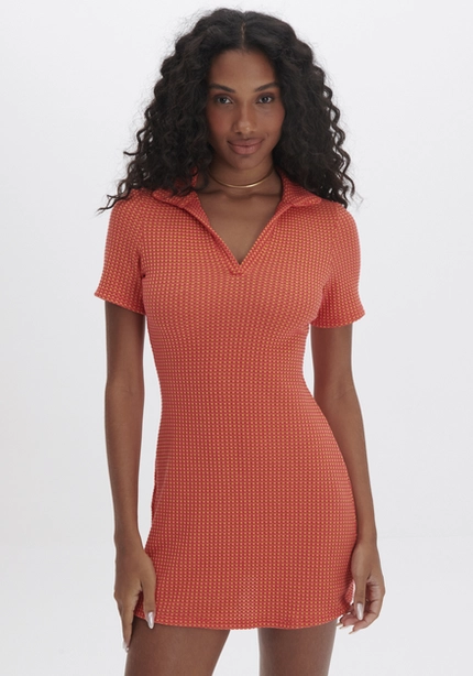 Vestido Curto Gola Polo Laranja M LARANJA M LARANJA M