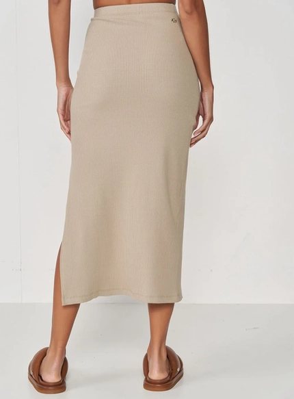 Saia Midi Slim Canelada com Fenda – Colcci