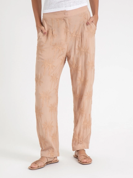 Calça Reta com Bordado - Jab