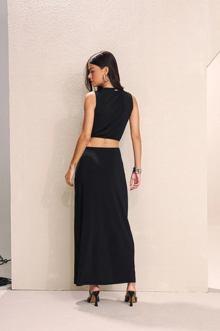 Vestido Midi Drapeado – Yexx