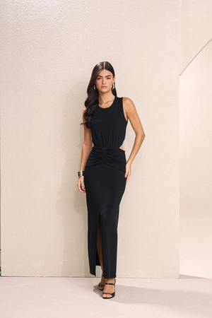 Vestido Midi Drapeado – Yexx