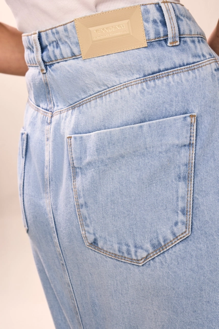 Saia Jeans Midi com Recortes – Yexx