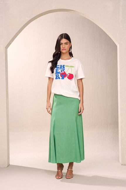 Saia Midi em Linho – Yexx