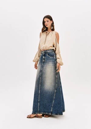 Saia Jeans Longa Estonada – Myft