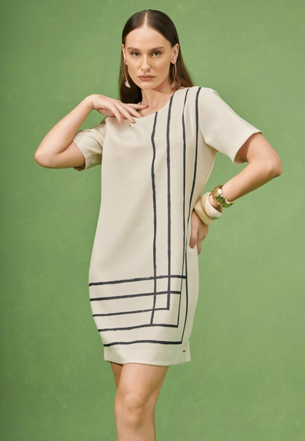 Vestido Longo Estampa Geométrica – Bana Bana