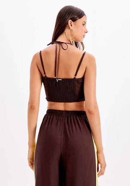 Top Cropped Bicolor com Recortes – Myft