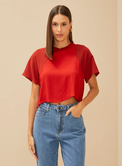 Camiseta Básica Detalhe Em Linho – Forum