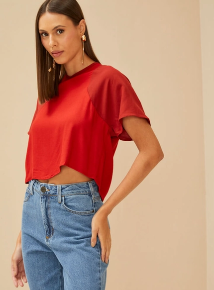 Camiseta Básica Detalhe Em Linho – Forum