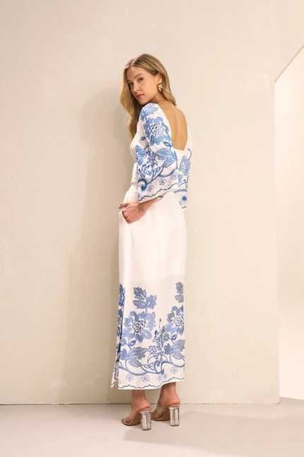 Saia Long Midi Bordada – Yexx