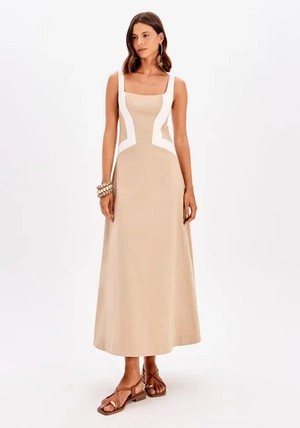 Vestido Longo De Alças Com Recortes – Myft