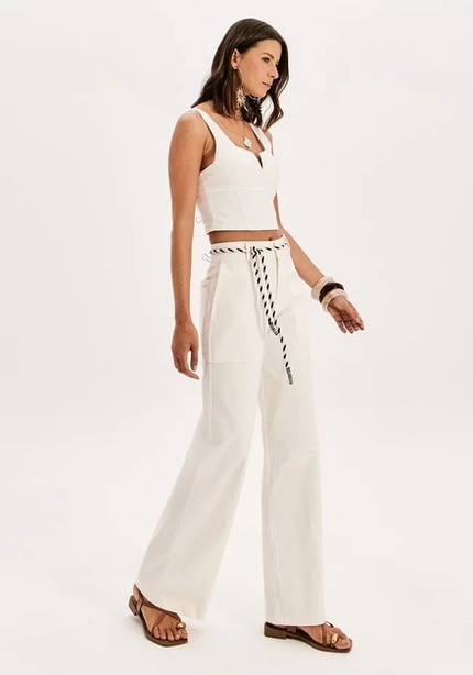 Calça Reta Com Cinto Cordão – Myft