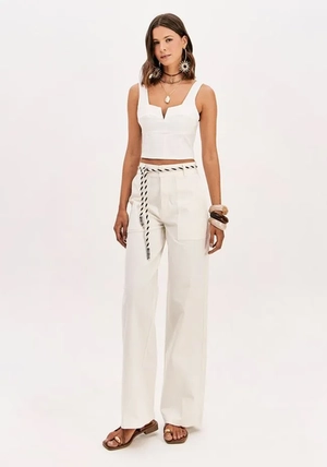 Calça Reta Com Cinto Cordão – Myft