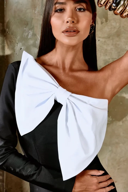 Vestido Um Ombro Laço – Lilly Belle