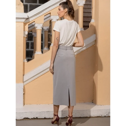 Saia Midi Alfaiatada com Fenda – Malise