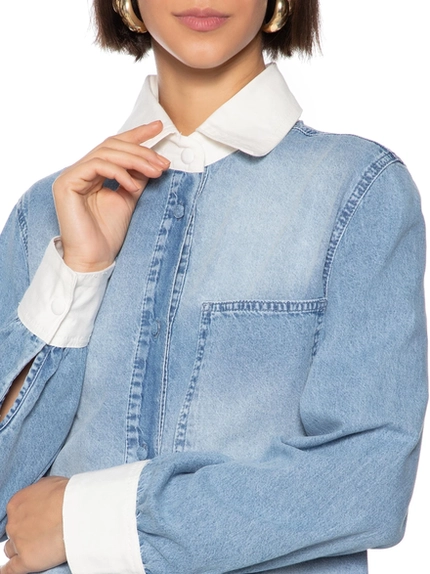 Camisa Jeans com Gola Contrastante – MyFT
