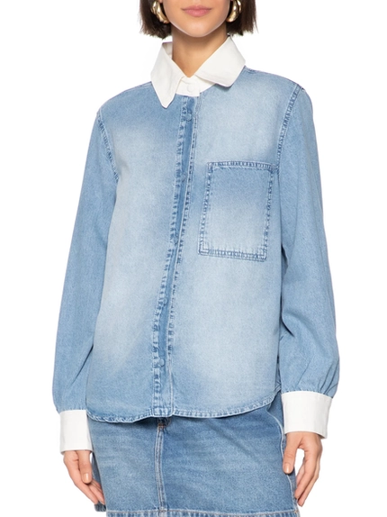 Camisa Jeans com Gola Contrastante – MyFT