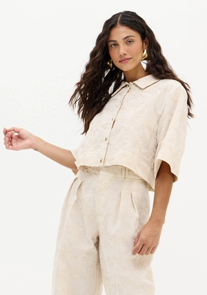 Camisa Cropped Bordada – Myft