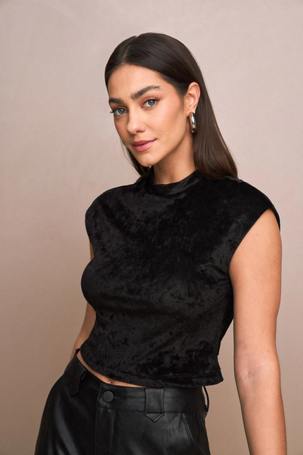 Blusa Sem Manga em Veludo – Yexx