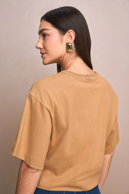 Blusa Manga Curta Cropped Básica – Yexx