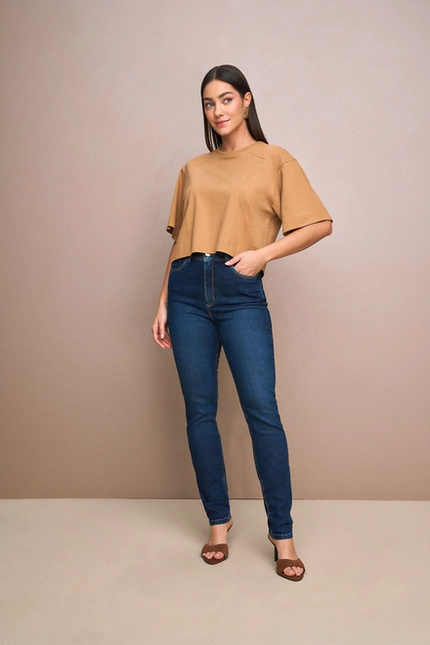 Blusa Manga Curta Cropped Básica – Yexx