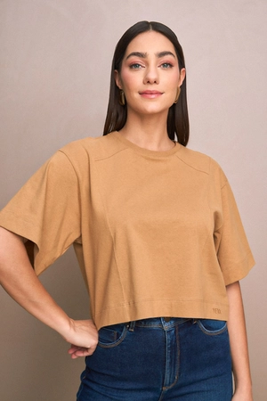 Blusa Manga Curta Cropped Básica – Yexx