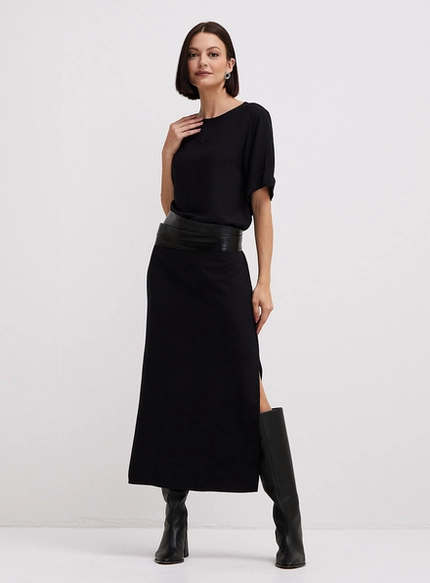 Vestido Midi T-Shirt Fenda – Forum