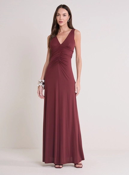 Vestido Longo Drapeado – Forum