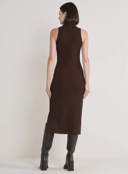 Vestido Canelado Gola Alta – Forum