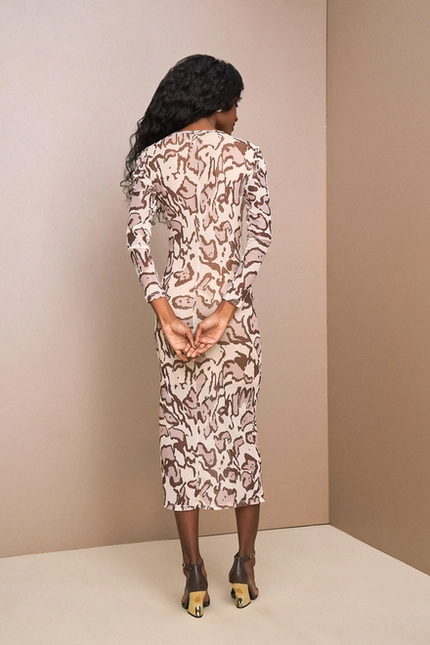 Vestido Midi Drapeado Animal – Yexx