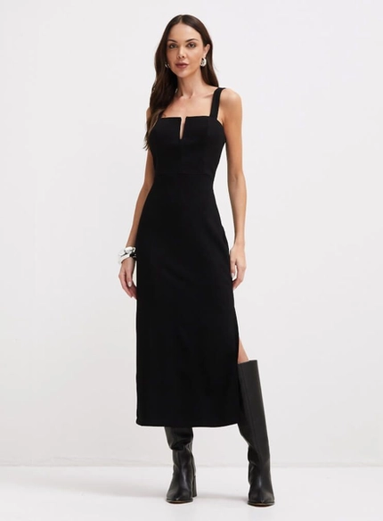 Vestido Midi Estruturado Fenda – Forum
