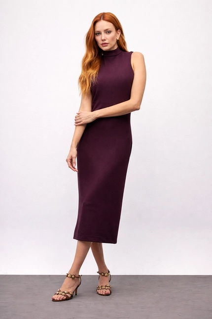 Vestido Midi Liso Gola Alta – Bana Bana