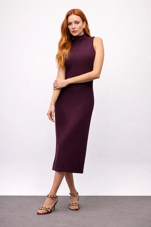 Vestido Midi Liso Gola Alta – Bana Bana
