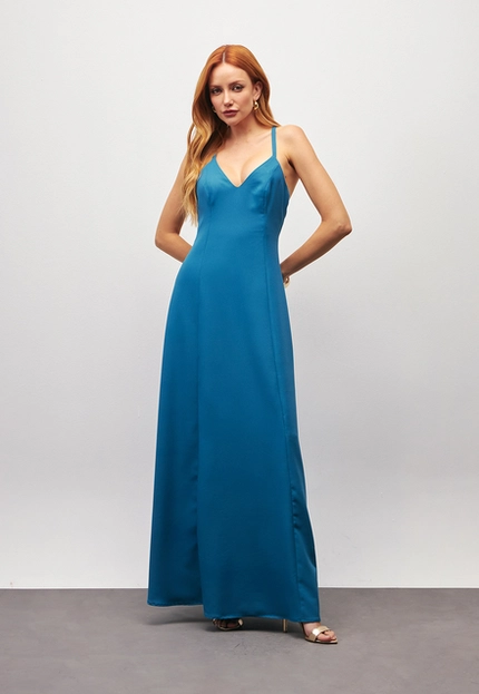 Vestido Longo Liso Alças – Bana Bana