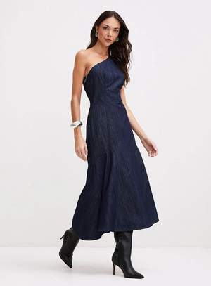 Vestido Jeans Midi Alça Única - Forum