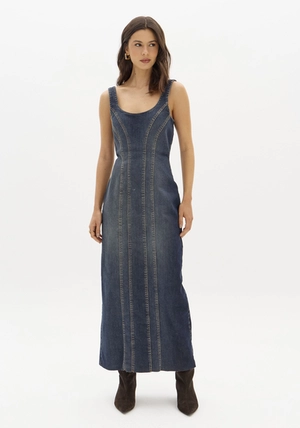 Vestido Jeans Midi Sem Mangas – Myft