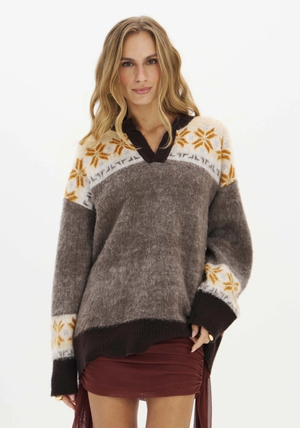 Blusa Tricô Decote V - Myft