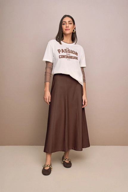 Saia Midi em PU - Yexx