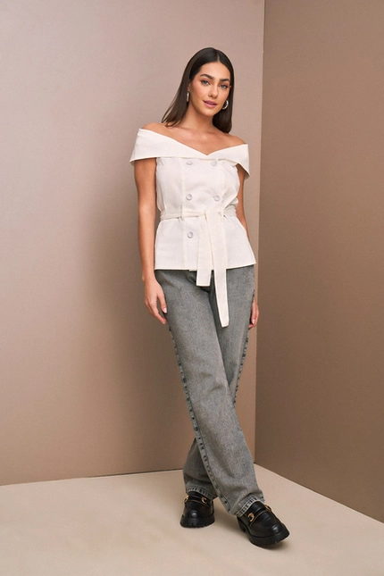 Blusa Ombro a Ombro Transpasse - Yexx