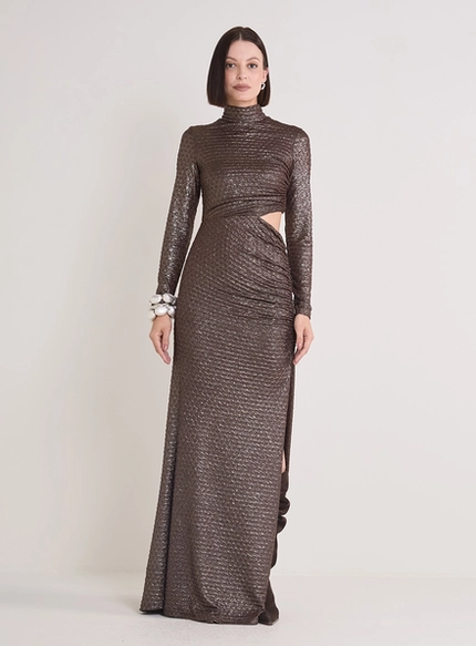 Vestido Longo Texturizado Com Detalhes - Forum