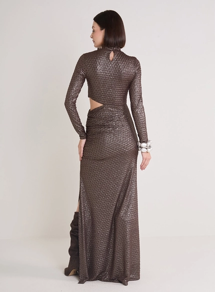 Vestido Longo Texturizado Com Detalhes - Forum