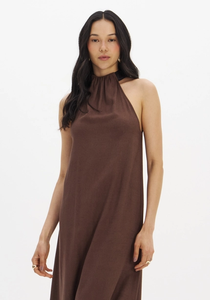 Vestido Longo Gola Alta - Myft