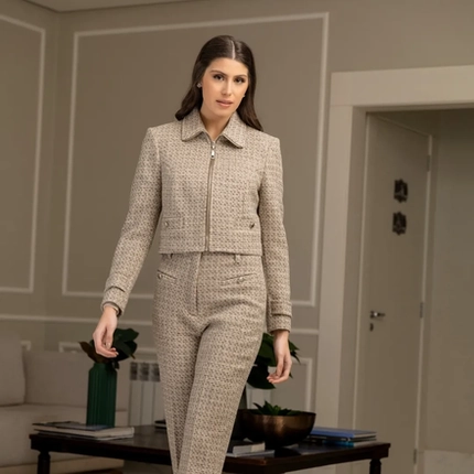 Jaqueta Tweed Com Zíper - Malise