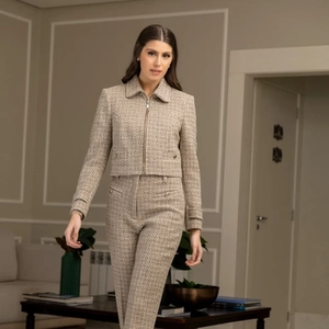 Jaqueta Tweed Com Zíper - Malise