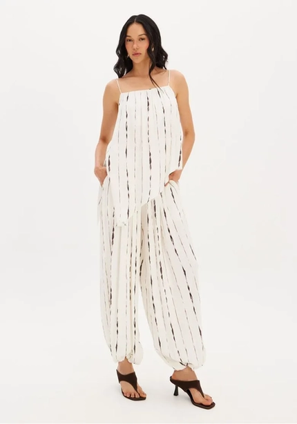 Calça Balloon Estampada Cintura Média - Myft