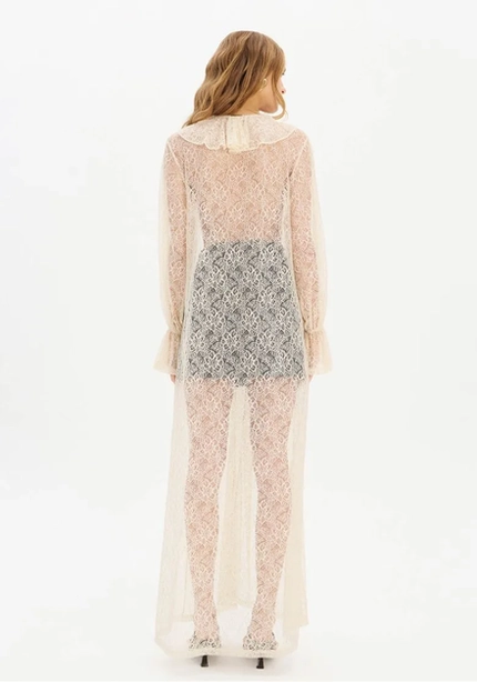 Blusa Alongada De Renda Com Babado - Myft