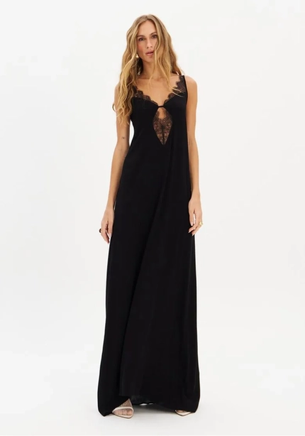 Vestido Longo Com Renda - Myft